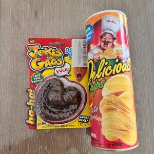 Prank Joke Gag Gift: Looks Real Fake Poo & Potato Chip Can